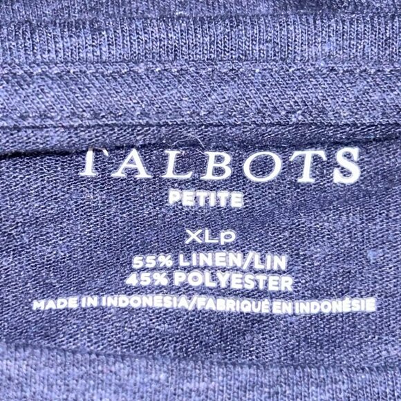Talbots Cinched Shoulder Tie Bateau Neck Tee - Dark Navy Blue woman's size XLP - Picture 6 of 7